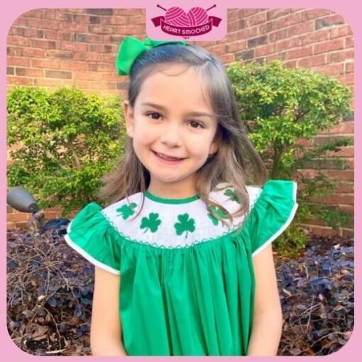 St Patrick Dress 2025 Green Clover Dress Wholesale Smocked Clothing