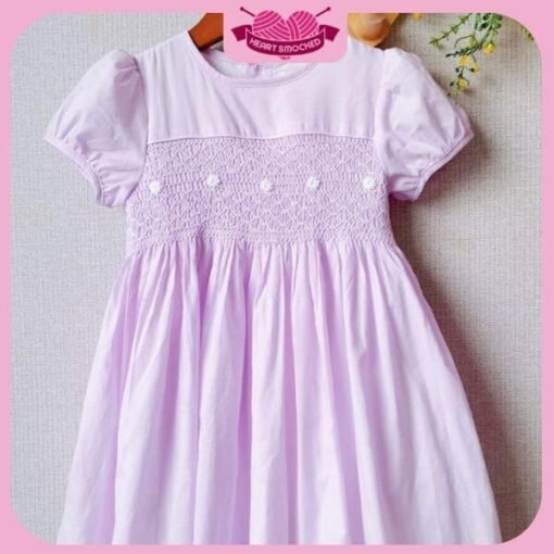 Spring Summer Dress 2025 Light Purple Geometric Smocked Dress Wholesale Smocked Clothing