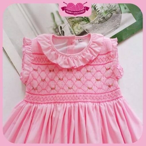 Smocked Spring Summer Dress 2025 Pink Rose Dress Wholesale Smocked Clothing