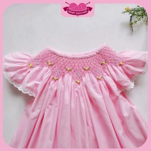 Smocked Spring Summer Dress 2025 Pink Rose Bishop Dress Wholesale Smocked Clothing - Image 2