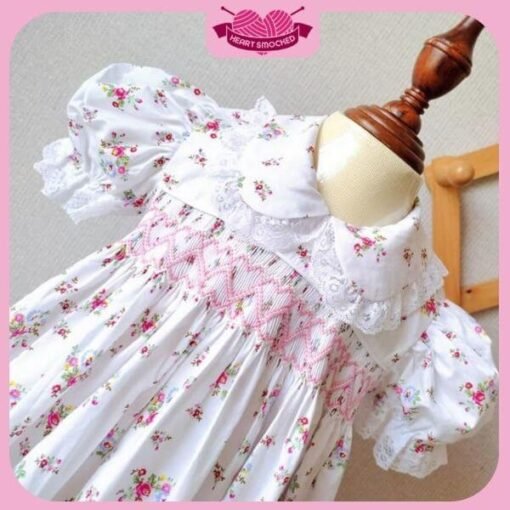 Spring Summer Dress 2025 Heart Smocked Floral Dress Wholesale Smocked Clothing - Image 2