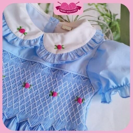 Smocked Spring Summer Dress 2025 Blue Rose Dress Wholesale Smocked Clothing - Image 2