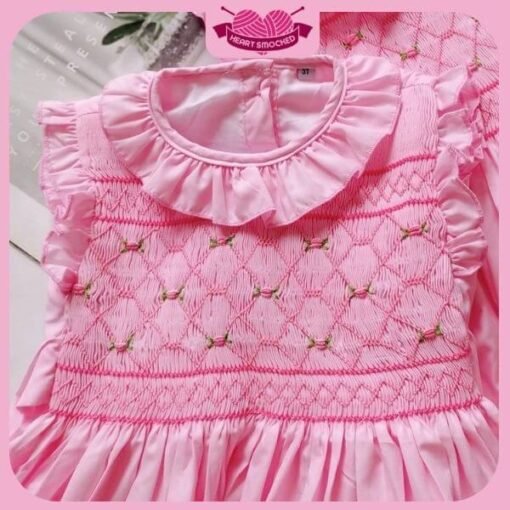 Smocked Spring Summer Dress 2025 Pink Rose Dress Wholesale Smocked Clothing - Image 2