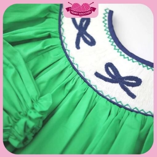 St Patrick Dress 2025 Green Bow Dress Wholesale Smocked Clothing - Image 3