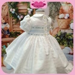 Lilaly Hand-Smocked dress with floral hand-embroidered made by Heart Smocked 4