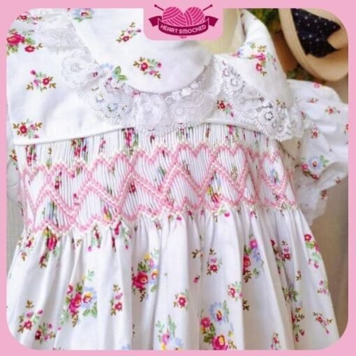 Spring Summer Dress 2025 Heart Smocked Floral Dress Wholesale Smocked Clothing - Image 4