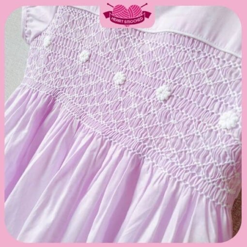 Spring Summer Dress 2025 Light Purple Geometric Smocked Dress Wholesale Smocked Clothing - Image 3