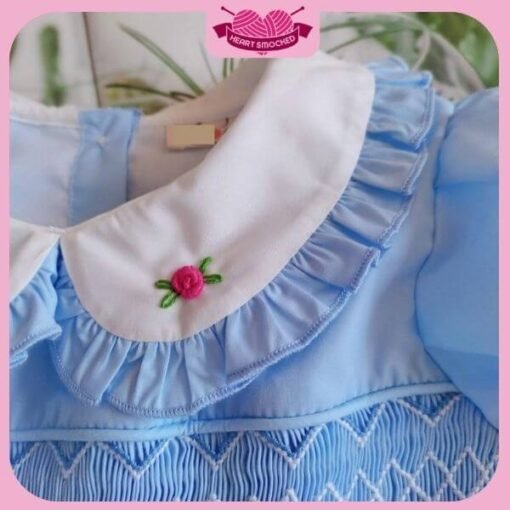 Smocked Spring Summer Dress 2025 Blue Rose Dress Wholesale Smocked Clothing - Image 3